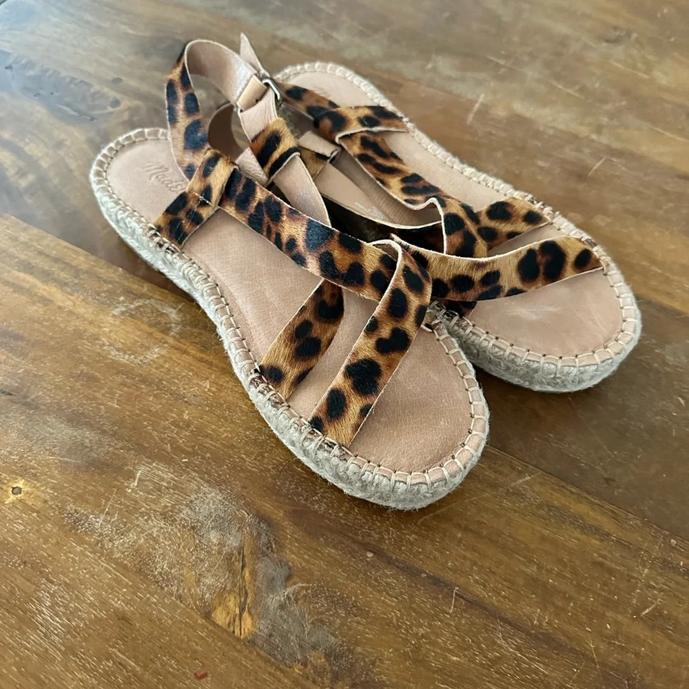 Madewell asymmetrical espadrille sandals in calf‎ hair ladies size 8 NEW AM198